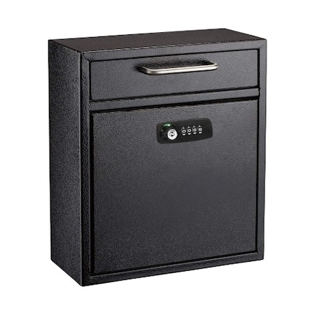 Adiroffice Medium Wall Mountable Mailbox with Key and Combination lock ADI631-05-BLK-KC